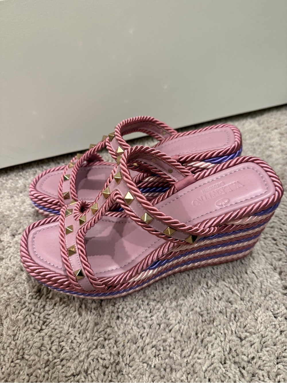 Valentino GaravaniWomen's Rockstud Espadrille Platform Slides Sz 38 - Picture 3 of 8